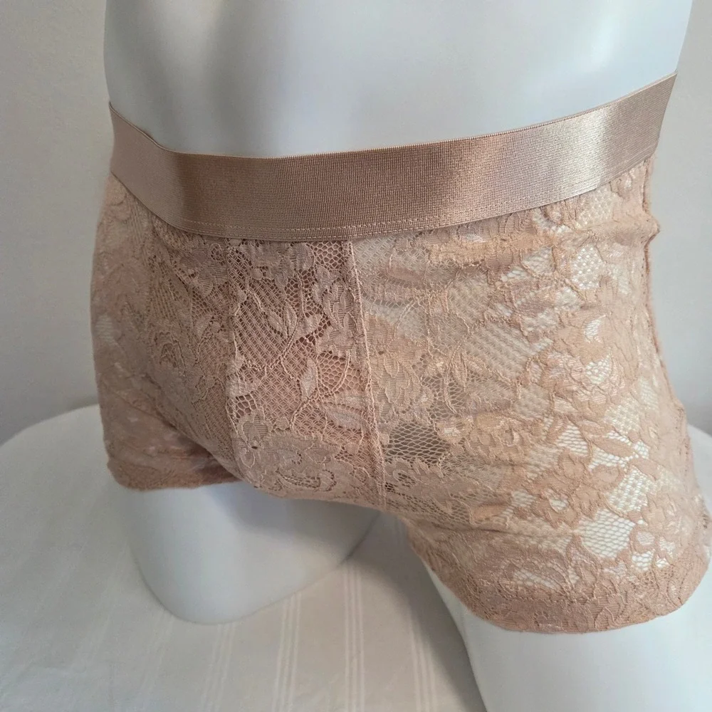 Cosabella‎ Never Say Never Mens Lace Boxer Brief Nude Rose Tan Floral Underwear